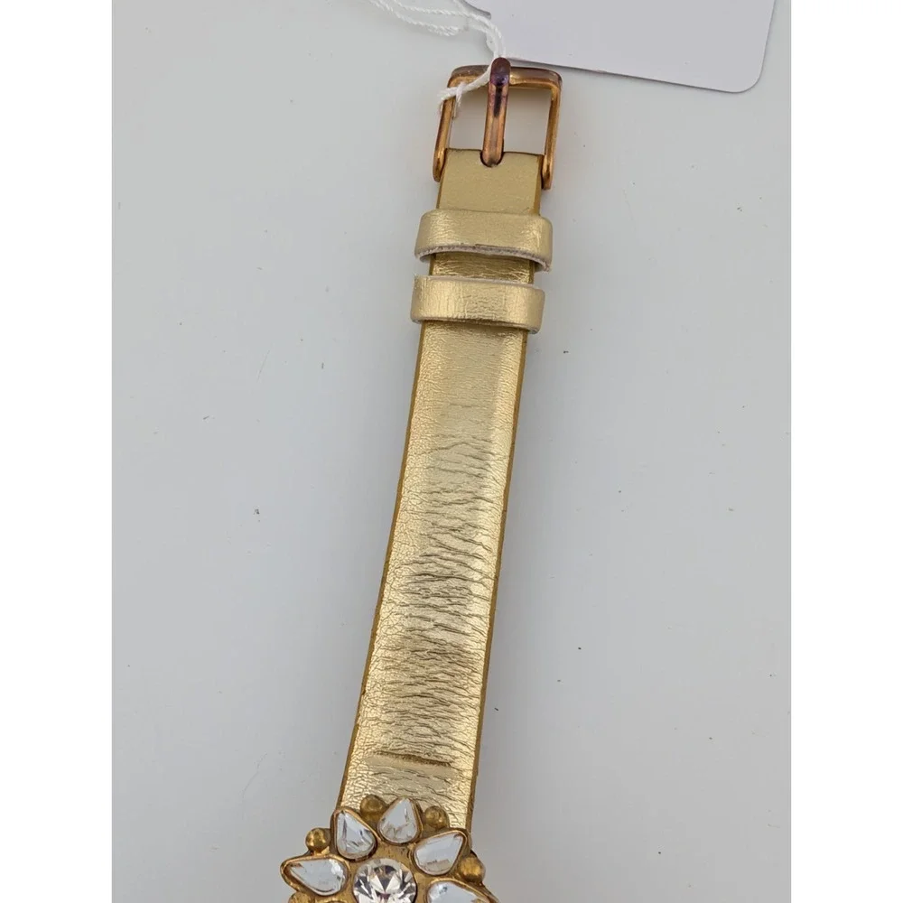 Elizabeth Taylor Rhinestone Watch Women 20mm Case Gold‎ Band- New Battery